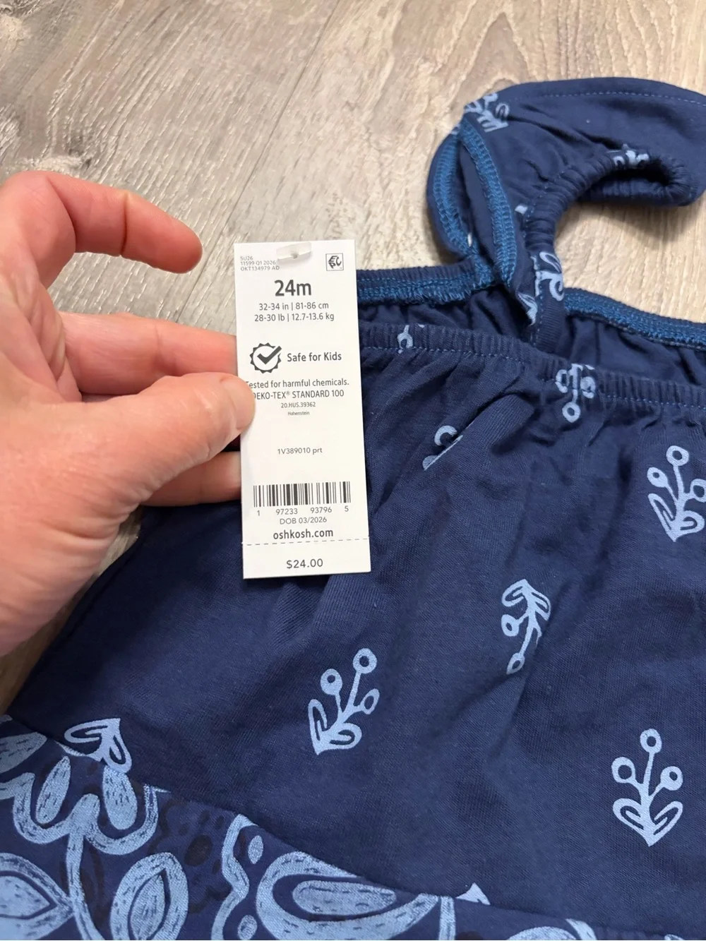 OshKosh B'gosh Baby Girl Floral Ruffle-Sleeve Tank Top - Navy- NWT